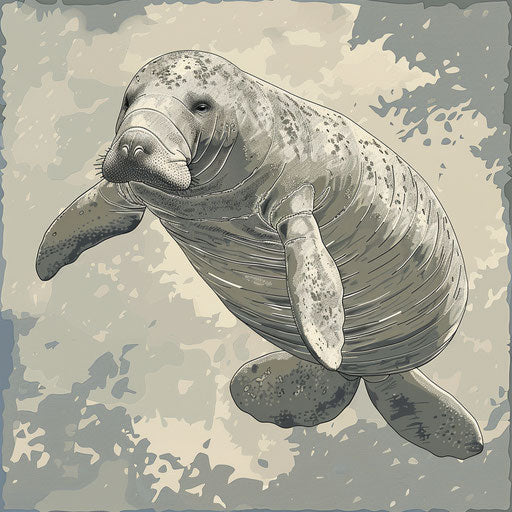 Manatee clipart, photo realistic style, detailed wings