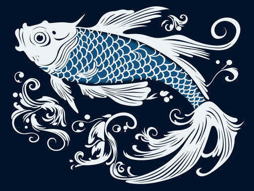 Chinese koi fish silhouette