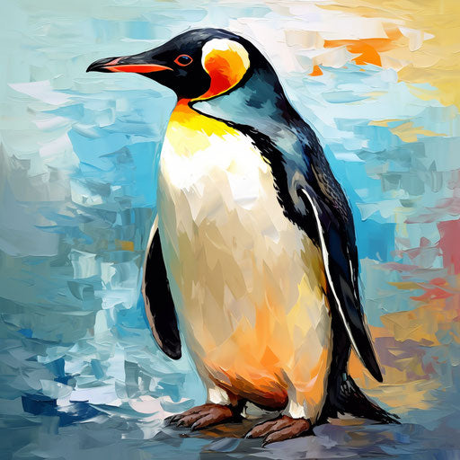 Penguin clipart in the style of Oil painting