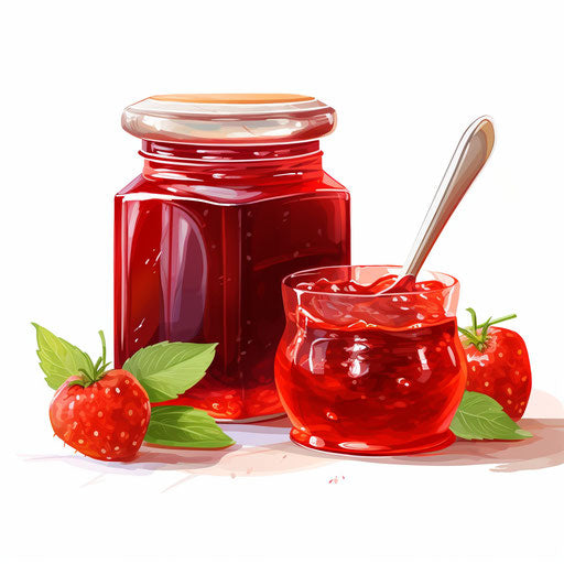 Illustration of jam jar in the style of Oil painting on white background