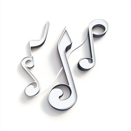3D musical notes on flat white background