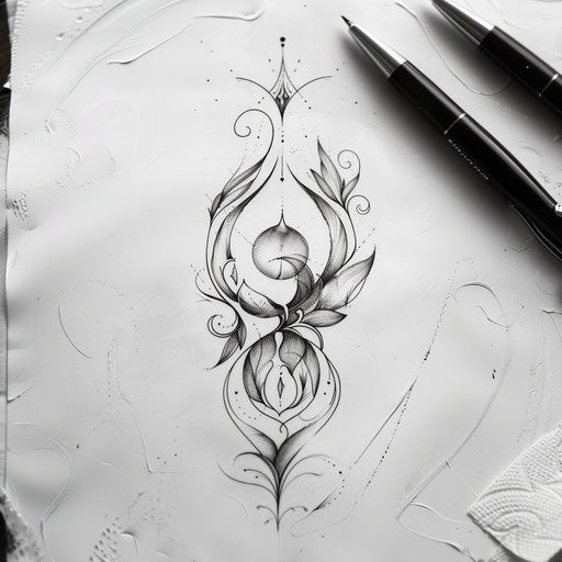 Elegant tattoo sketch of a hakuna matata symbol with delicate curves and soft gradients