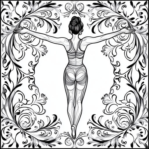 Elegant gymnast on uneven bars with stylish patterns