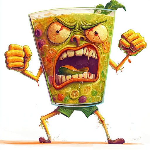 Humorous caricature of a drinks clipart with human traits