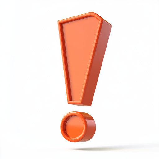 3D Exclamation Mark on flat white background, isolated clipart