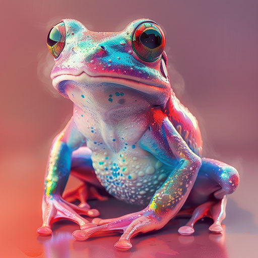 Cute frog illustration with flat random background