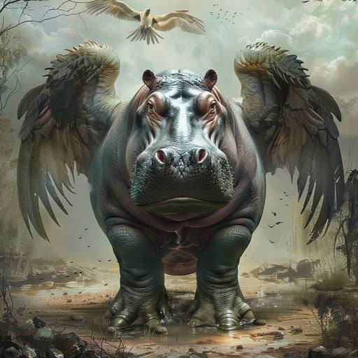 Mythical winged hippo