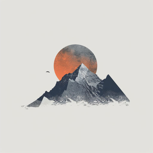 Minimalist logo with abstract mountain design on light grey background