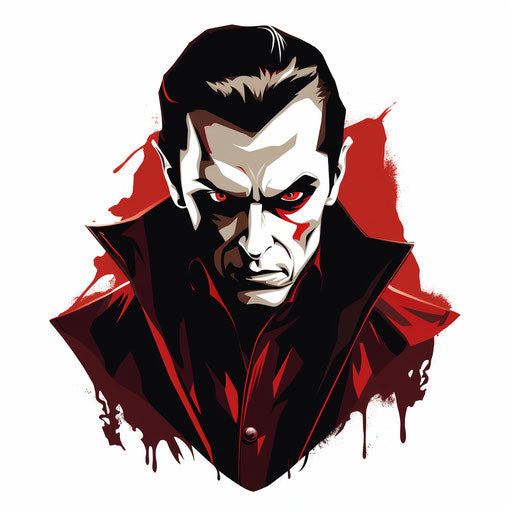 Vampire clipart in the style of Chiaroscuro Art, on a white background
