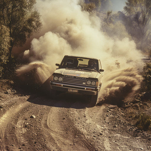 1980 Range Rover rally car on gravel road in action – IMAGELLA