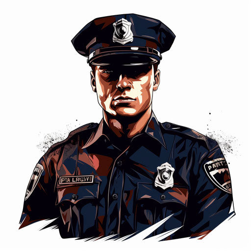 Police illustration in the style of Chiaroscuro Art on white background