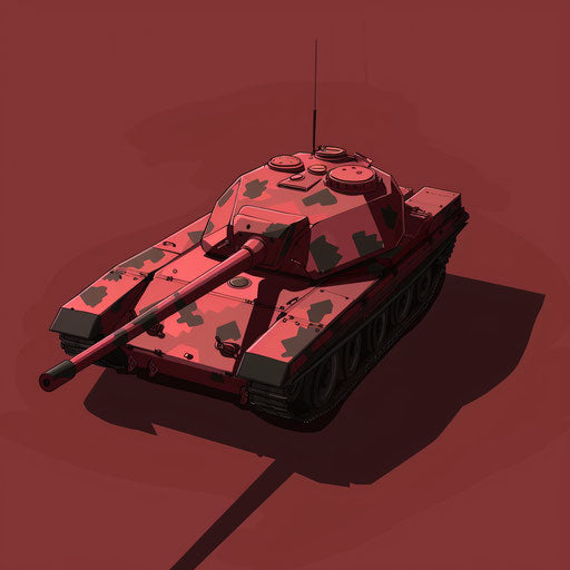 Flat background in deep maroon with realistic tank clipart
