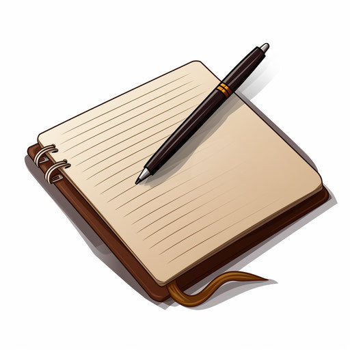 Notepad clipart in Chiaroscuro Art style on white background