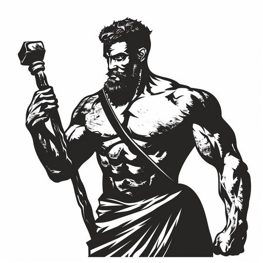 Monochrome tattoo sketch of Hercules with a club