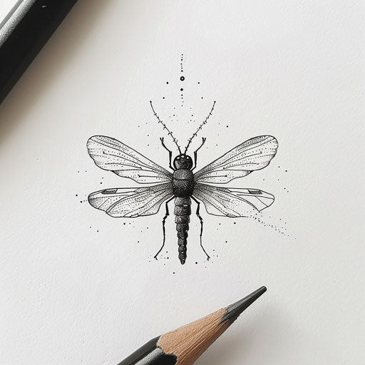 Elegant and minimalist sketch of a firefly in black ink