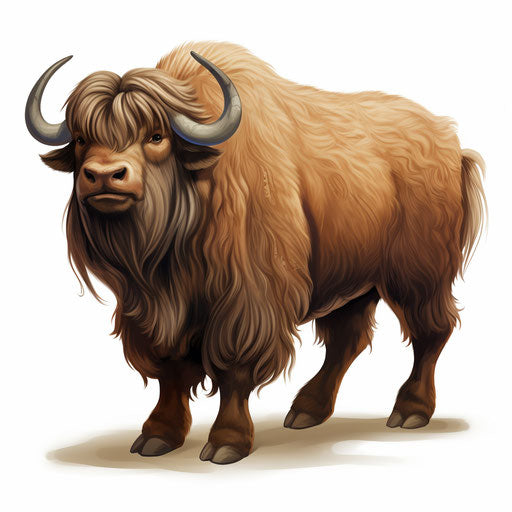 Yak illustration in the style of Chiaroscuro Art, on white background
