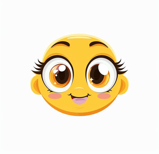 Emoticon with large round eyes and friendly smile