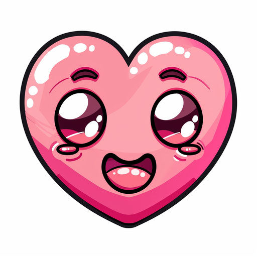 Cute pink heart in clipart style cartoon vector art