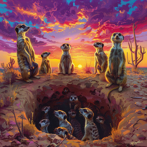 Meerkats coming out, new day's start, detailed and vibrant