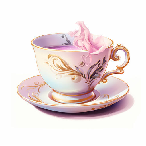 Tea cup clipart in Pastel Colors Art style