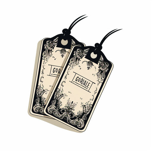 Price tag in style of Chiaroscuro Art, on white background