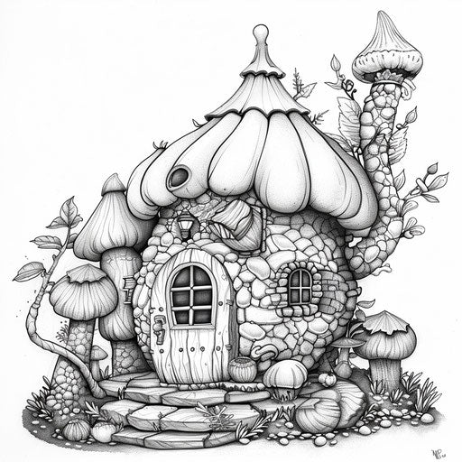 Whimsical acorn house with tiny door and windows