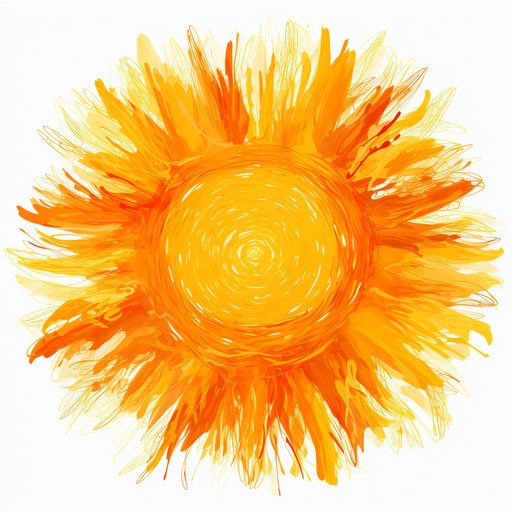 Sun clipart in the style of Impressionistic Art on white