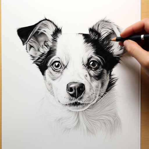 Minimalist kawaiipunk dog portrait