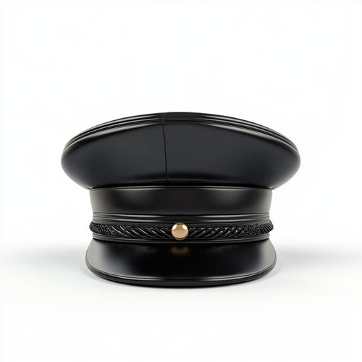 3D Chauffeur Hat on flat white background, isolated clipart