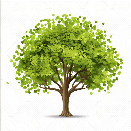 Tree in the style of Minimalist, on white background