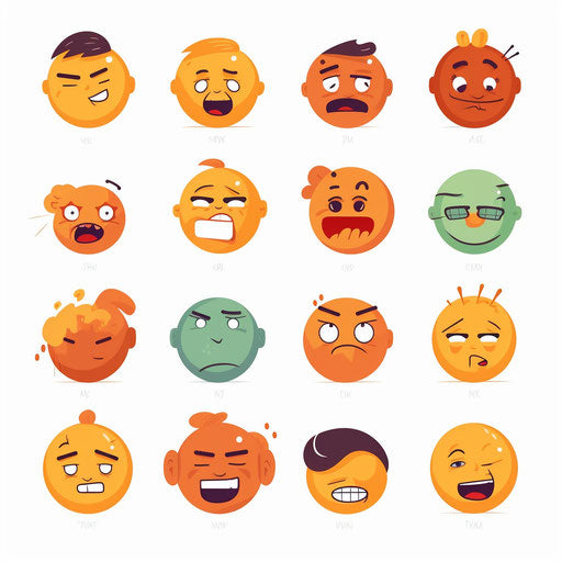 Emotions depicted in Minimalist style, on white background