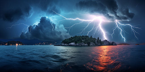 Dramatic storm over the sea in Croatia, precisionist lines, 8k