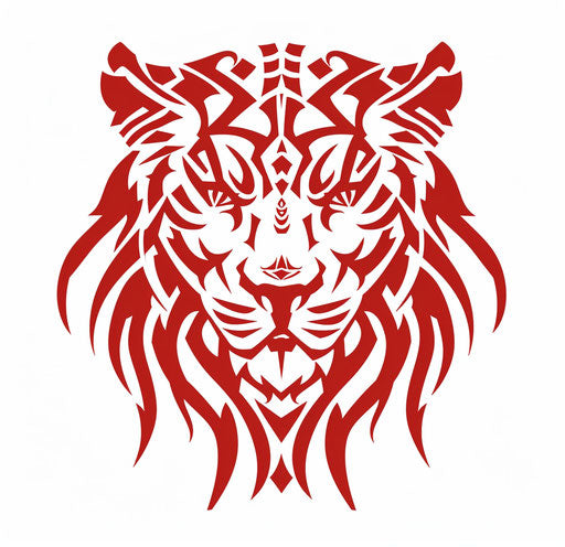 Tribal lion head design on white background