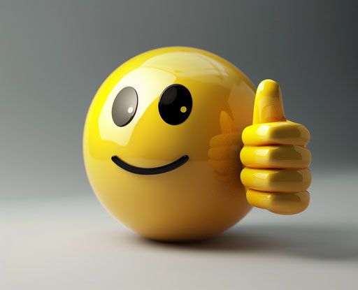 Emotive realism 31:25 with a yellow emoticon giving thumbs up