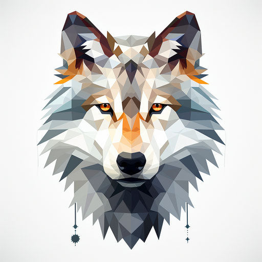 Wolf in Minimalist style, on white background