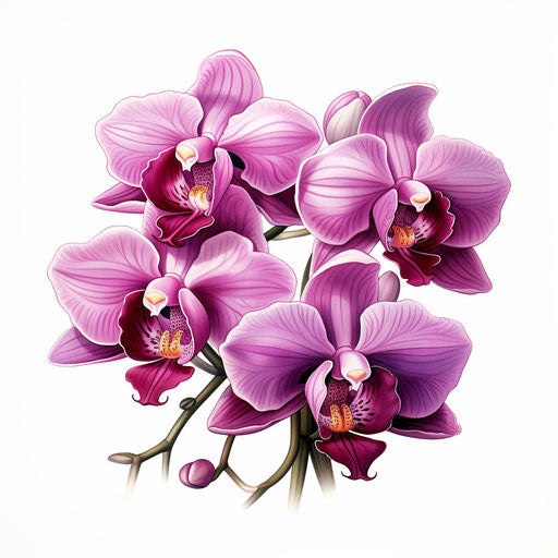 Orchid drawing in the Chiaroscuro Art style, on white background