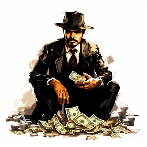 Cash clipart in the style of Chiaroscuro Art, on a white background