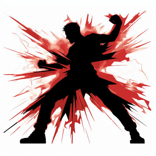 Graphic power in the style of Chiaroscuro Art, on white background