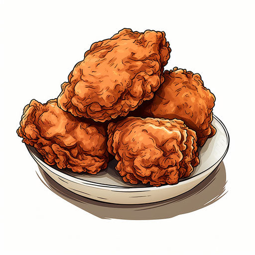 Chiaroscuro Art: fried chicken clipart on white background