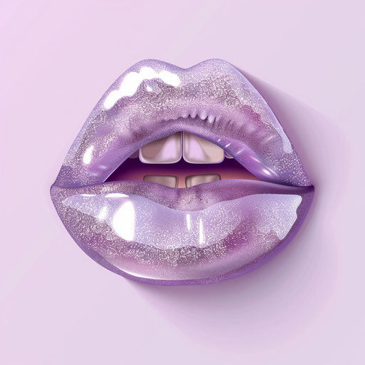 Realistic tongue clipart on soft lavender flat background