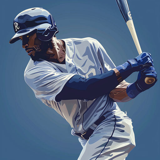 Baseball player clipart with blue background in photo realistic style