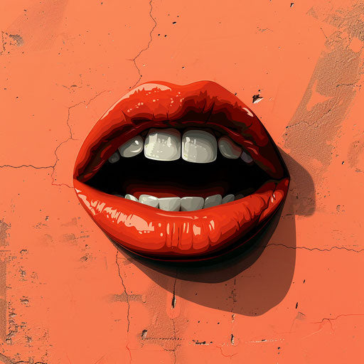 Realistic mouth illustration on flat random background