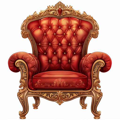 Throne clipart in photo realistic style on flat white background