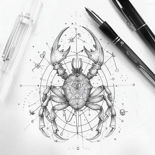 Geometric Cancer constellation tattoo sketch