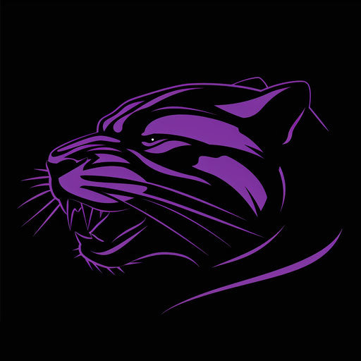 Dynamic panther sports logo in purple and black