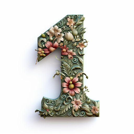 Number 1 clipart in the style of Chiaroscuro Art, on a white background