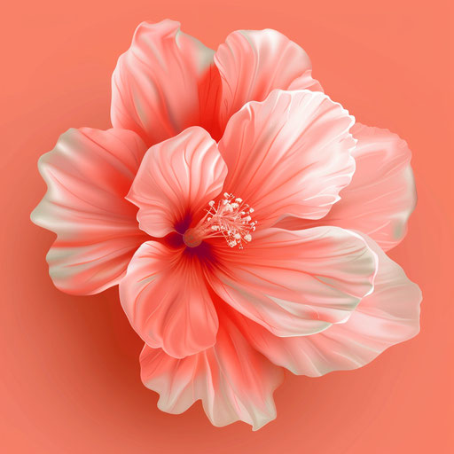 Photo-realistic flower illustrations on flat, vibrant coral backdrop