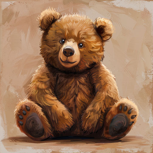 Cute bear on flat random background, realistic photo style