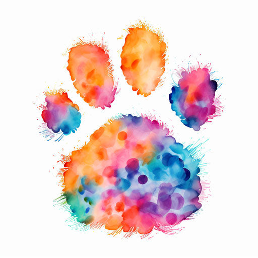 Paw illustration in the style of impressionistic art on white background