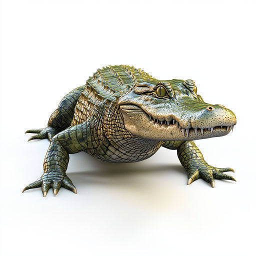 3D alligator on white background, realistic illustration